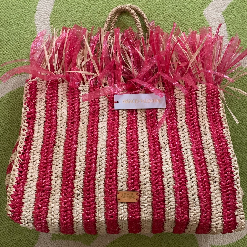 Frances Valentine Red and Cream Nautical Canvas Tote